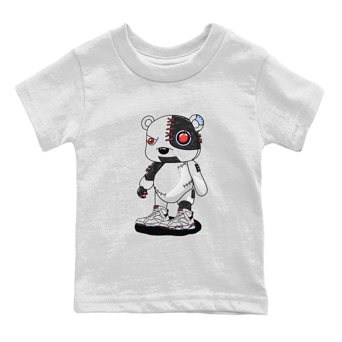 Air Jordan 7 White Infrared shirt to match jordans Cyborg Bear Streetwear Sneaker Shirt White Infrared 7s Drip Gear Zone Sneaker Matching Clothing Baby Toddler White 2 T-Shirt