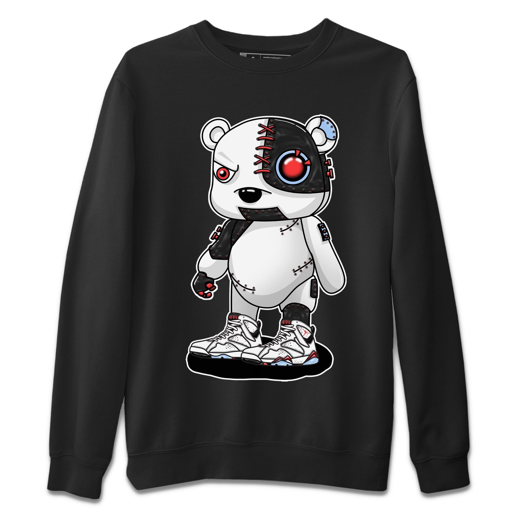 Air Jordan 7 White Infrared shirt to match jordans Cyborg Bear Streetwear Sneaker Shirt White Infrared 7s Drip Gear Zone Sneaker Matching Clothing Unisex Black 2 T-Shirt
