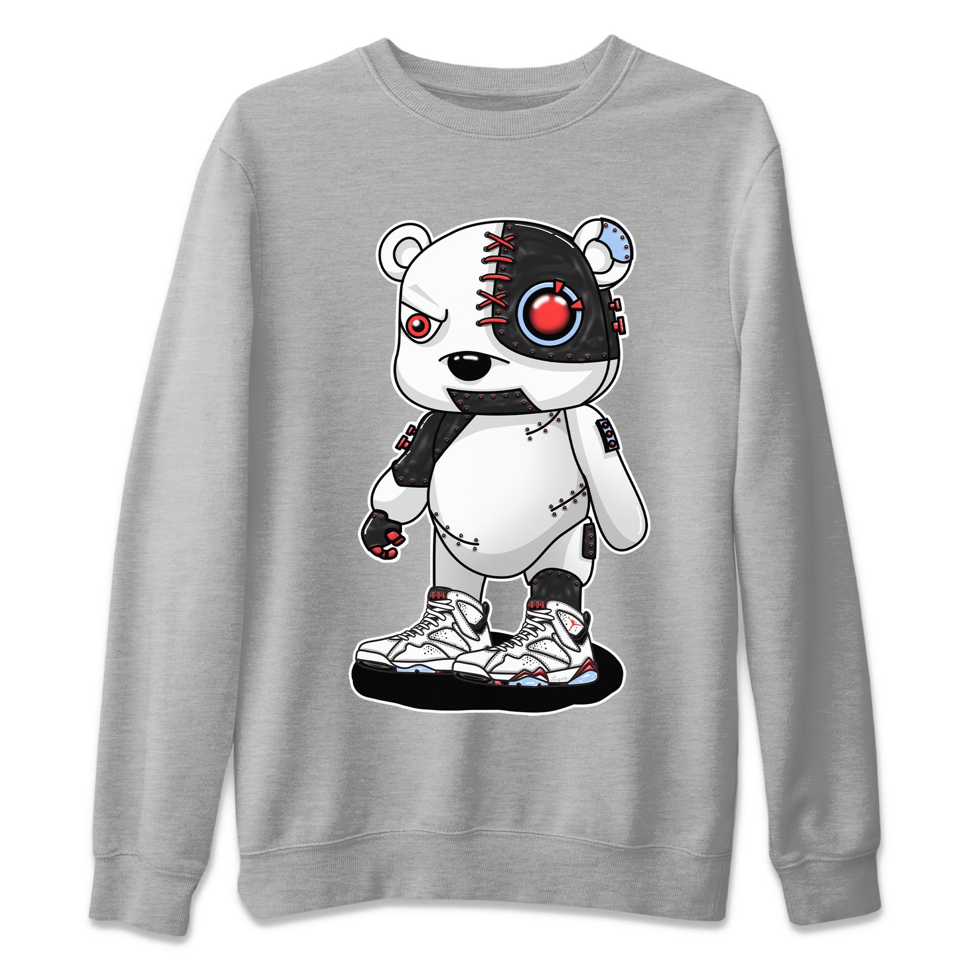 Air Jordan 7 White Infrared shirt to match jordans Cyborg Bear Streetwear Sneaker Shirt White Infrared 7s Drip Gear Zone Sneaker Matching Clothing Unisex Heather Grey 2 T-Shirt