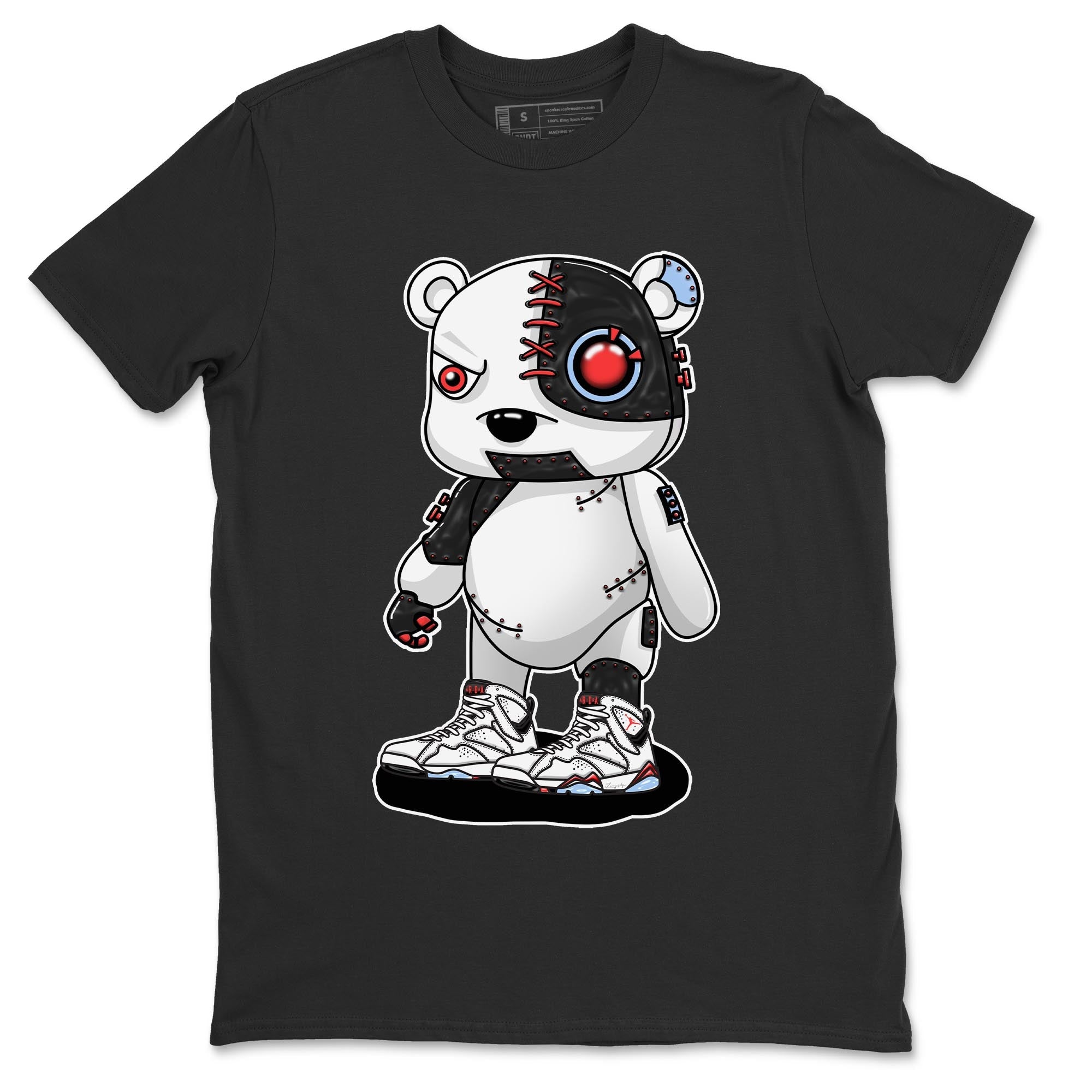 Air Jordan 7 White Infrared shirt to match jordans Cyborg Bear Streetwear Sneaker Shirt White Infrared 7s Drip Gear Zone Sneaker Matching Clothing Unisex Black 2 T-Shirt