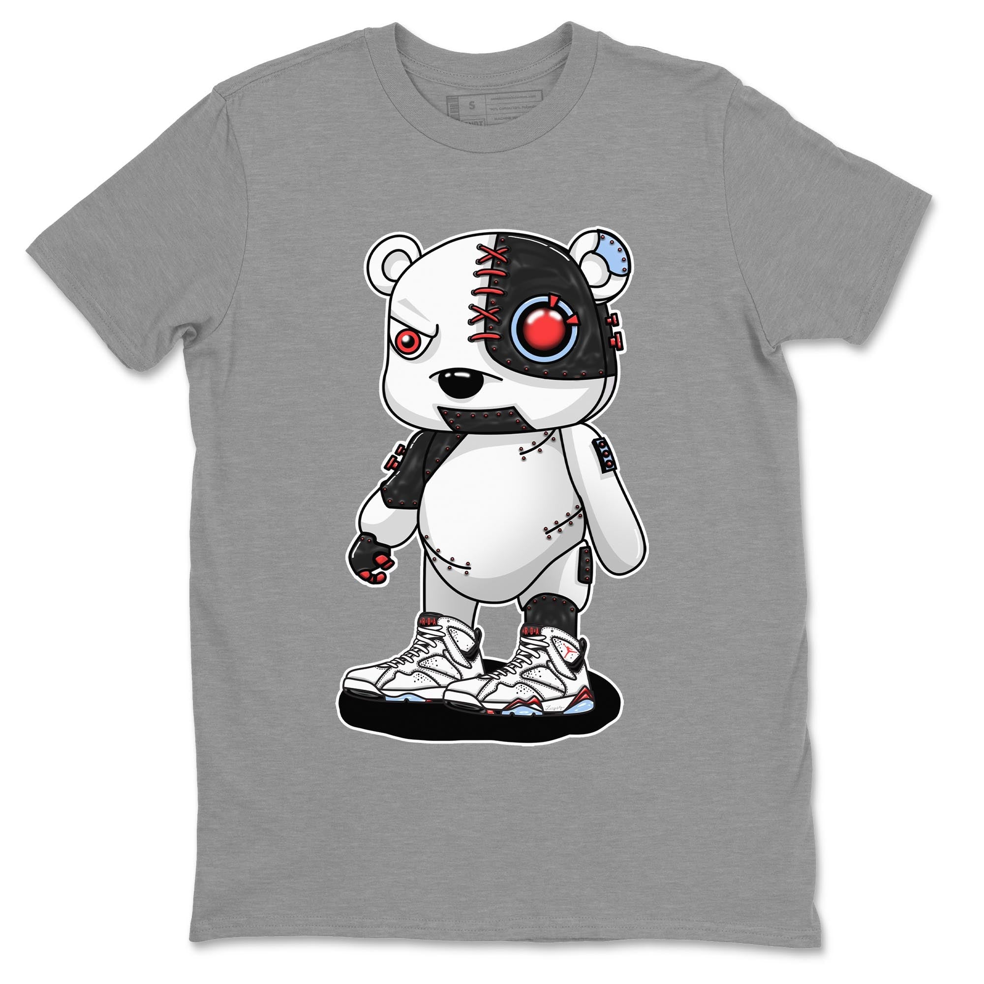 Air Jordan 7 White Infrared shirt to match jordans Cyborg Bear Streetwear Sneaker Shirt White Infrared 7s Drip Gear Zone Sneaker Matching Clothing Unisex Heather Grey 2 T-Shirt