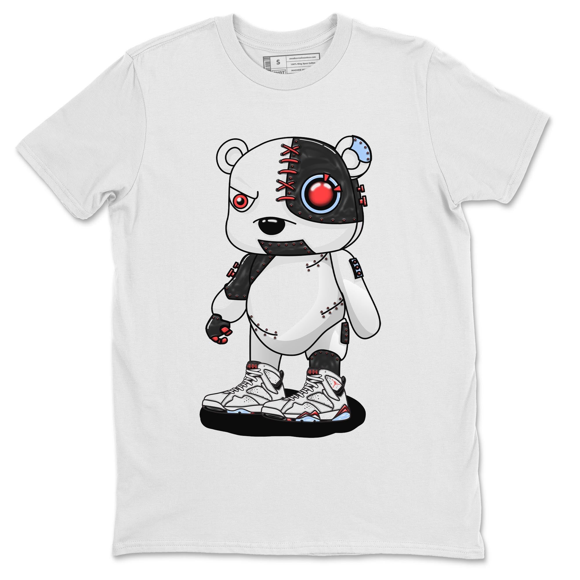 Air Jordan 7 White Infrared shirt to match jordans Cyborg Bear Streetwear Sneaker Shirt White Infrared 7s Drip Gear Zone Sneaker Matching Clothing Unisex White 2 T-Shirt