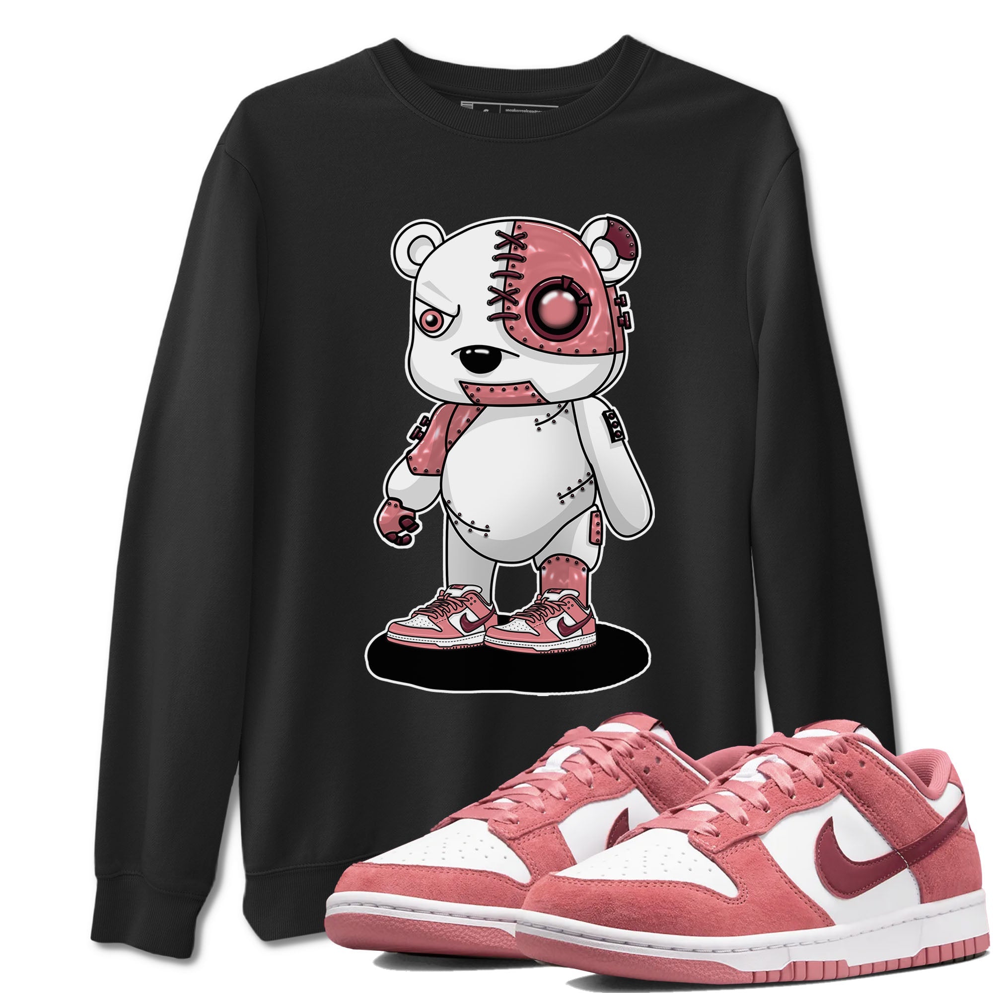 Dunk Valentine's Day shirt to match jordans Cyborg Bear sneaker tees Dunks Valentine's Day Drip Gear Zone unisex cotton Black 1 crew neck shirt