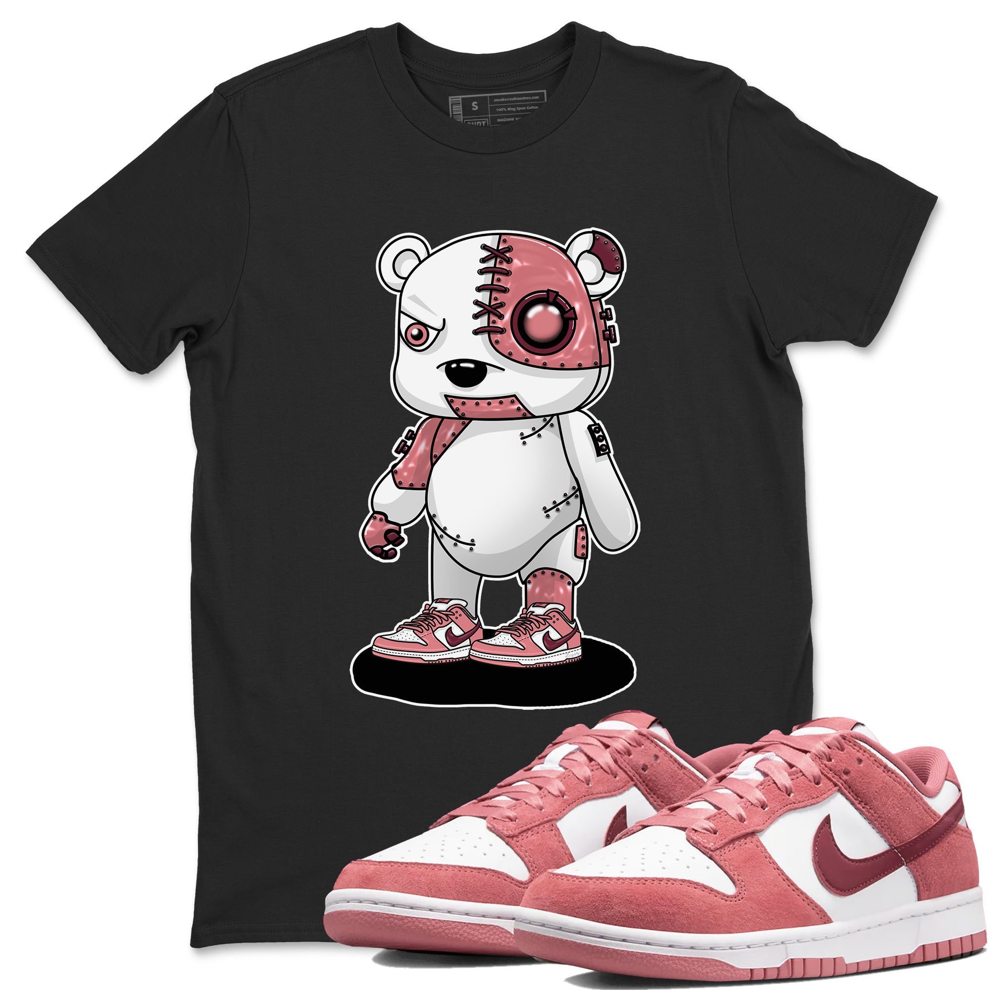 Dunk Valentine's Day shirt to match jordans Cyborg Bear sneaker tees Dunks Valentine's Day Drip Gear Zone unisex cotton Black 1 crew neck shirt