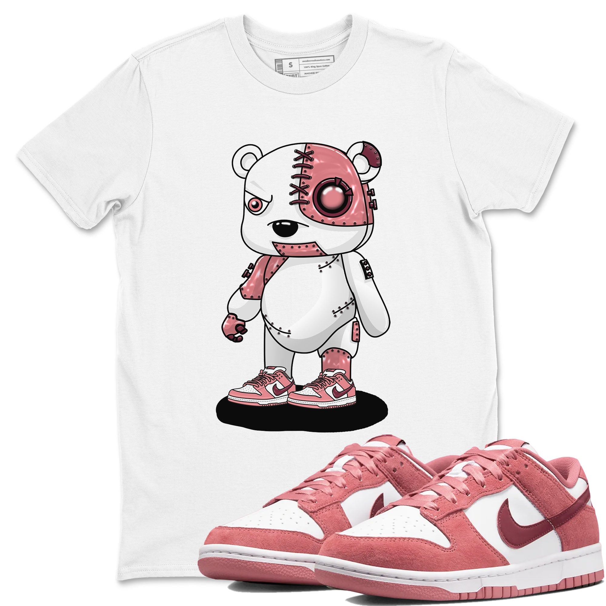 Dunk Valentine's Day shirt to match jordans Cyborg Bear sneaker tees Dunks Valentine's Day Drip Gear Zone unisex cotton White 1 crew neck shirt