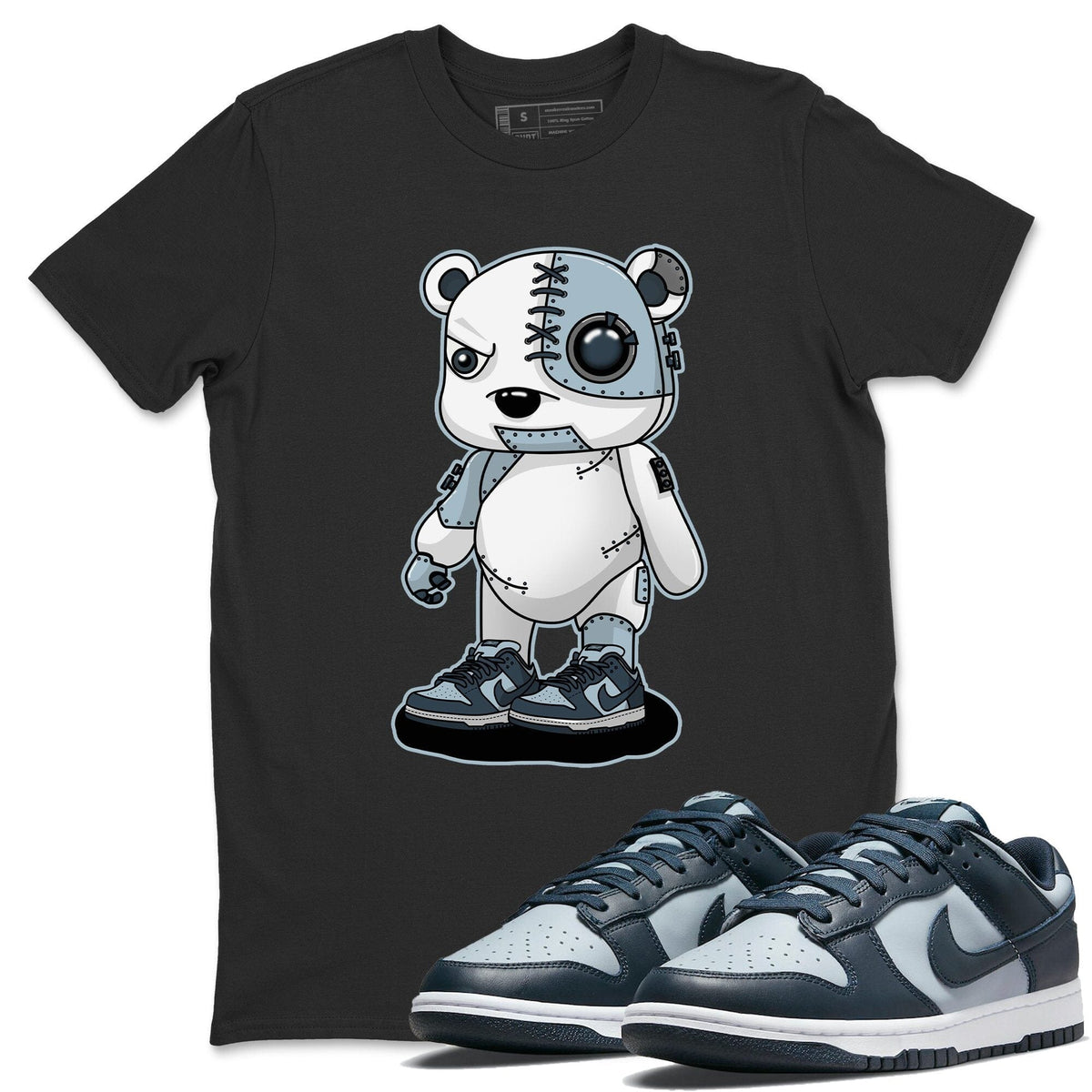 Dunk championship Grey Sneaker Match Tees Cyborg Bear Sneaker Tees Dunk championship Grey Jordan to match sneaker T-Shirt Crew Neck Shirts