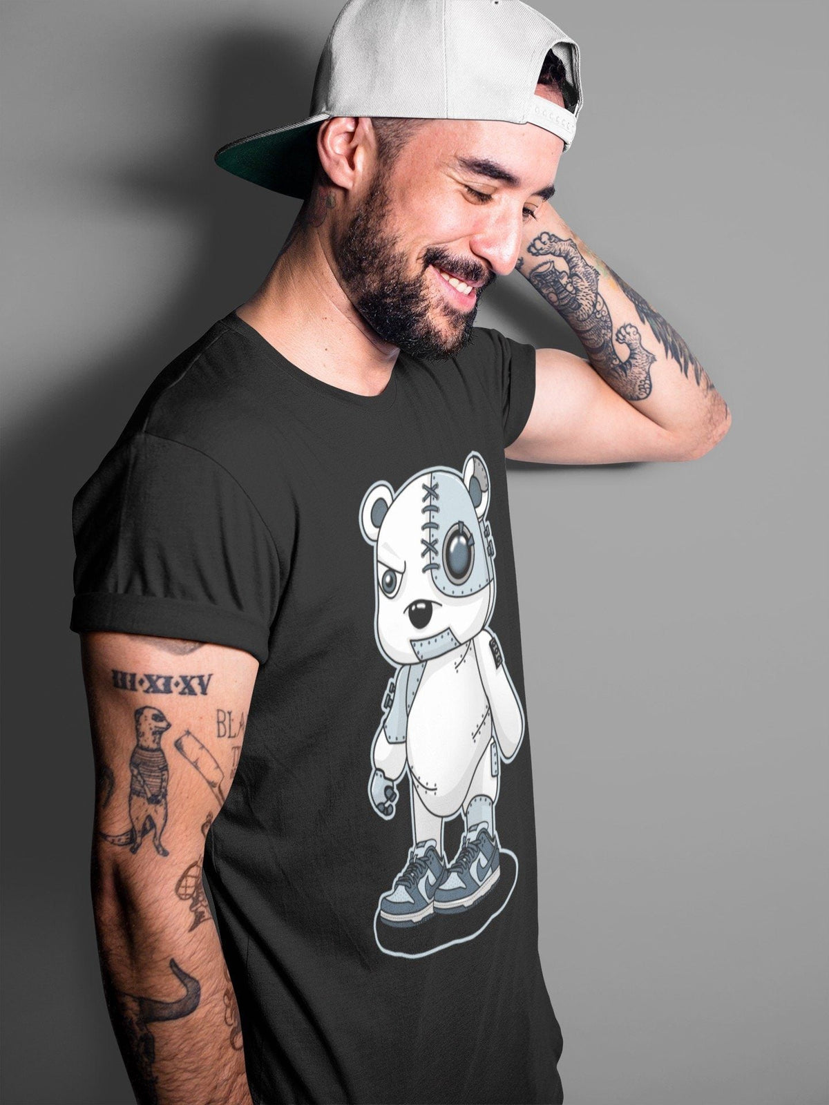 Dunk championship Grey Sneaker Match Tees Cyborg Bear Sneaker Tees Dunk championship Grey Jordan to match sneaker T-Shirt Crew Neck Shirts