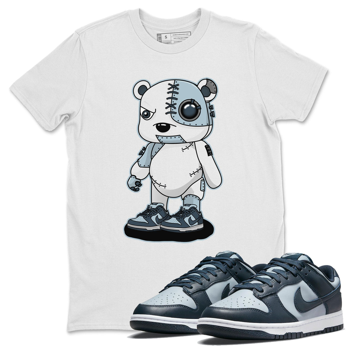 Dunk championship Grey Sneaker Match Tees Cyborg Bear Sneaker Tees Dunk championship Grey Jordan to match sneaker T-Shirt Crew Neck Shirts