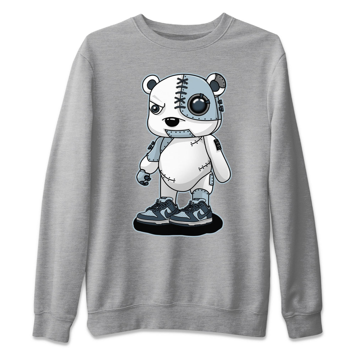 Dunk championship Grey Sneaker Match Tees Cyborg Bear Sneaker Tees Dunk championship Grey Jordan to match sneaker T-Shirt Crew Neck Shirts