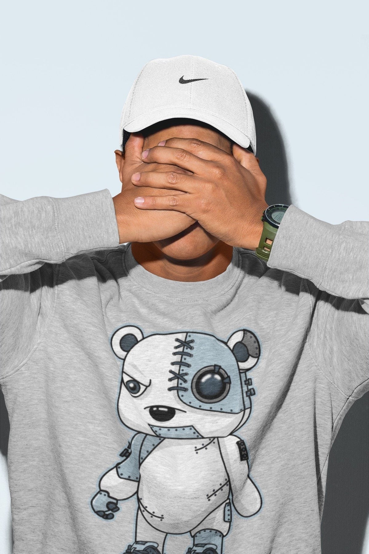 Dunk championship Grey Sneaker Match Tees Cyborg Bear Sneaker Tees Dunk championship Grey Jordan to match sneaker T-Shirt Crew Neck Shirts