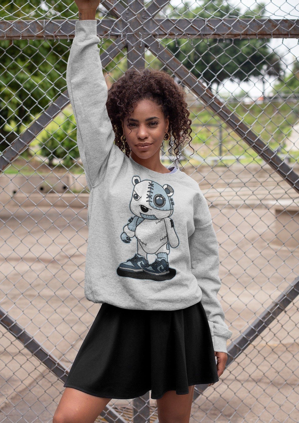 Dunk championship Grey Sneaker Match Tees Cyborg Bear Sneaker Tees Dunk championship Grey Jordan to match sneaker T-Shirt Crew Neck Shirts