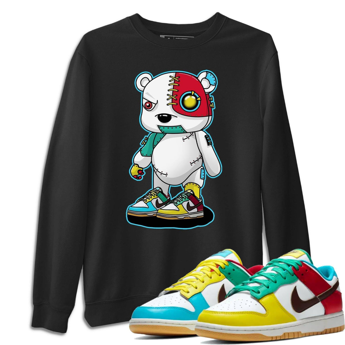 Dunk Free 99 White Sneaker Match Tees Cyborg Bear Sneaker Tees Dunk Free 99 White Jordan to match sneaker T-Shirt Crew Neck Shirts