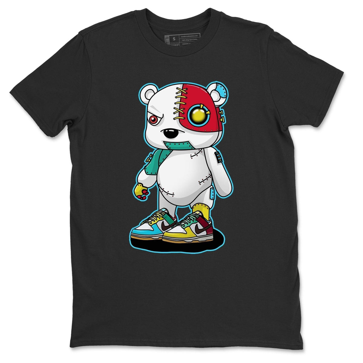 Dunk Free 99 White Sneaker Match Tees Cyborg Bear Sneaker Tees Dunk Free 99 White Jordan to match sneaker T-Shirt Crew Neck Shirts
