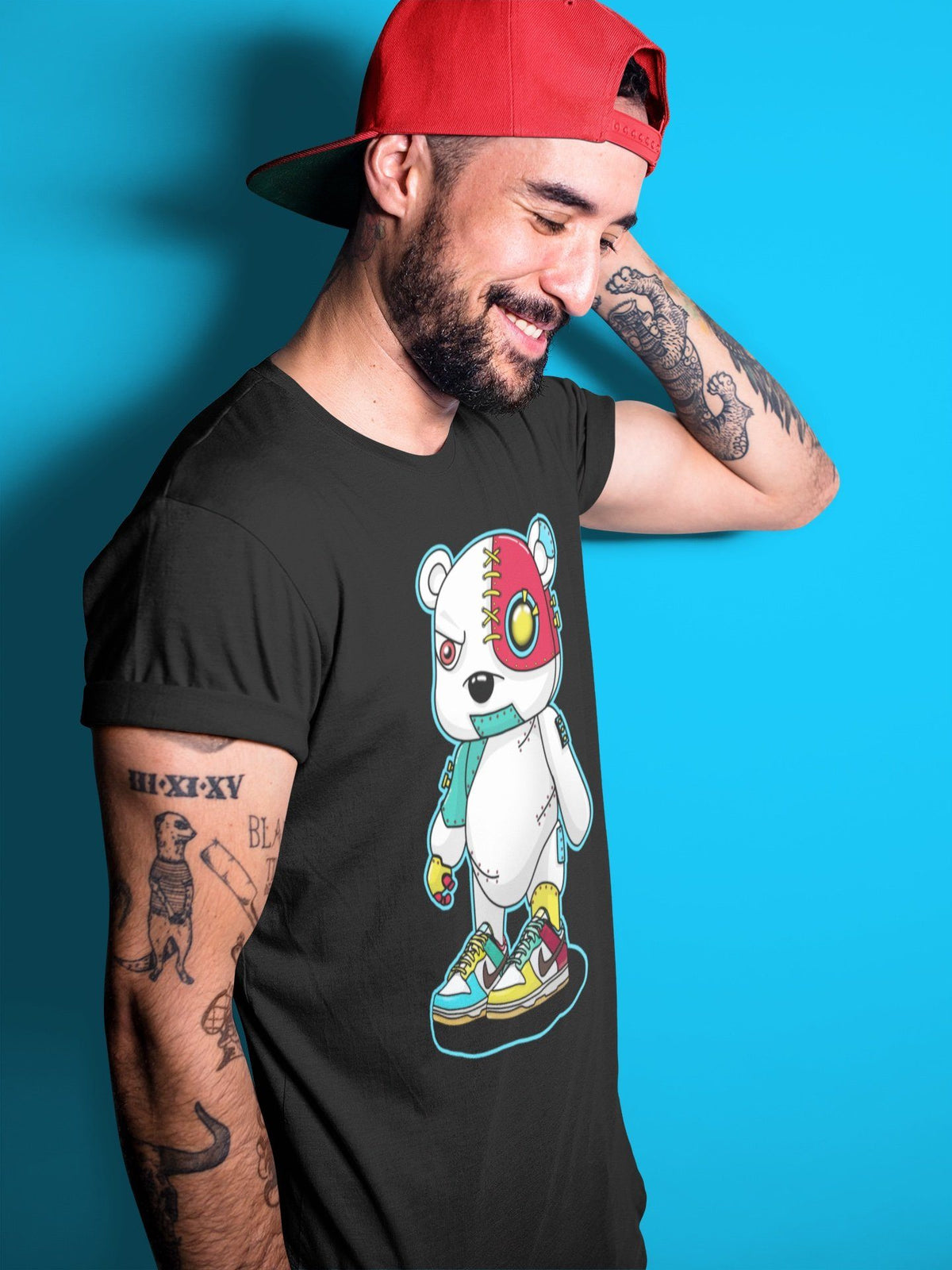 Dunk Free 99 White Sneaker Match Tees Cyborg Bear Sneaker Tees Dunk Free 99 White Jordan to match sneaker T-Shirt Crew Neck Shirts