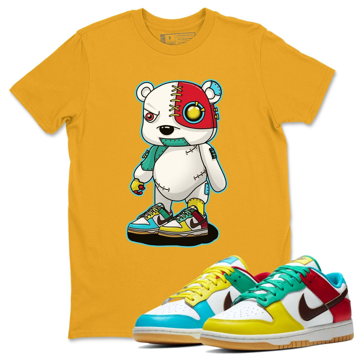 Dunk Free 99 White Sneaker Match Tees Cyborg Bear Sneaker Tees Dunk Free 99 White Jordan to match sneaker T-Shirt Crew Neck Shirts