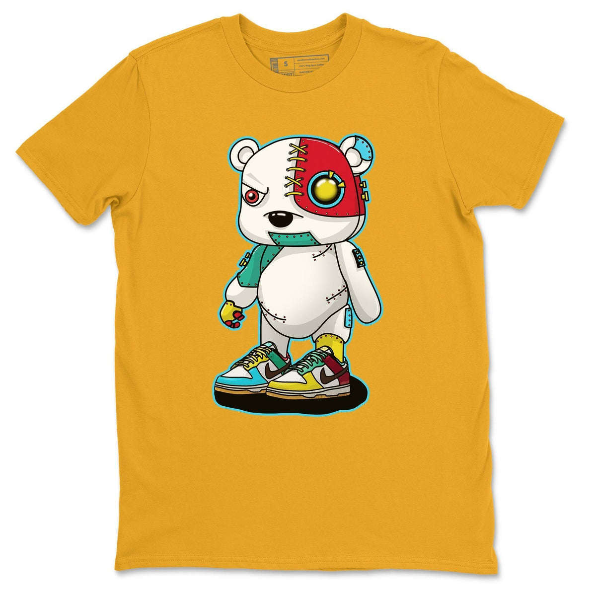 Dunk Free 99 White Sneaker Match Tees Cyborg Bear Sneaker Tees Dunk Free 99 White Jordan to match sneaker T-Shirt Crew Neck Shirts