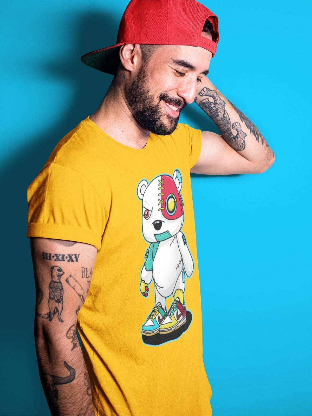 Dunk Free 99 White Sneaker Match Tees Cyborg Bear Sneaker Tees Dunk Free 99 White Jordan to match sneaker T-Shirt Crew Neck Shirts