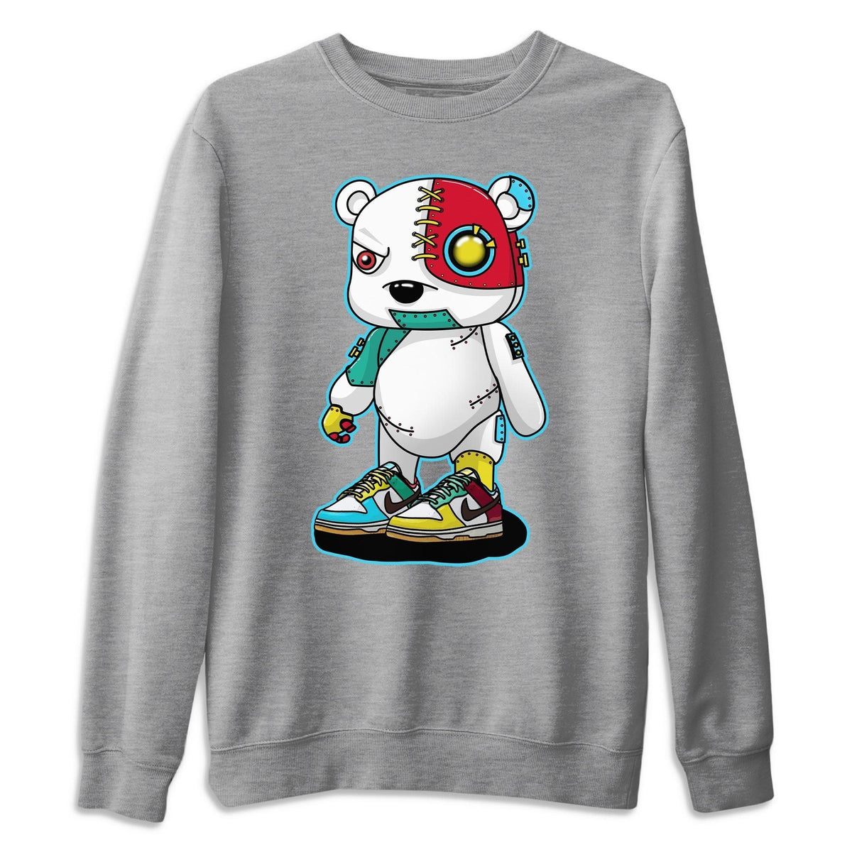 Dunk Free 99 White Sneaker Match Tees Cyborg Bear Sneaker Tees Dunk Free 99 White Jordan to match sneaker T-Shirt Crew Neck Shirts