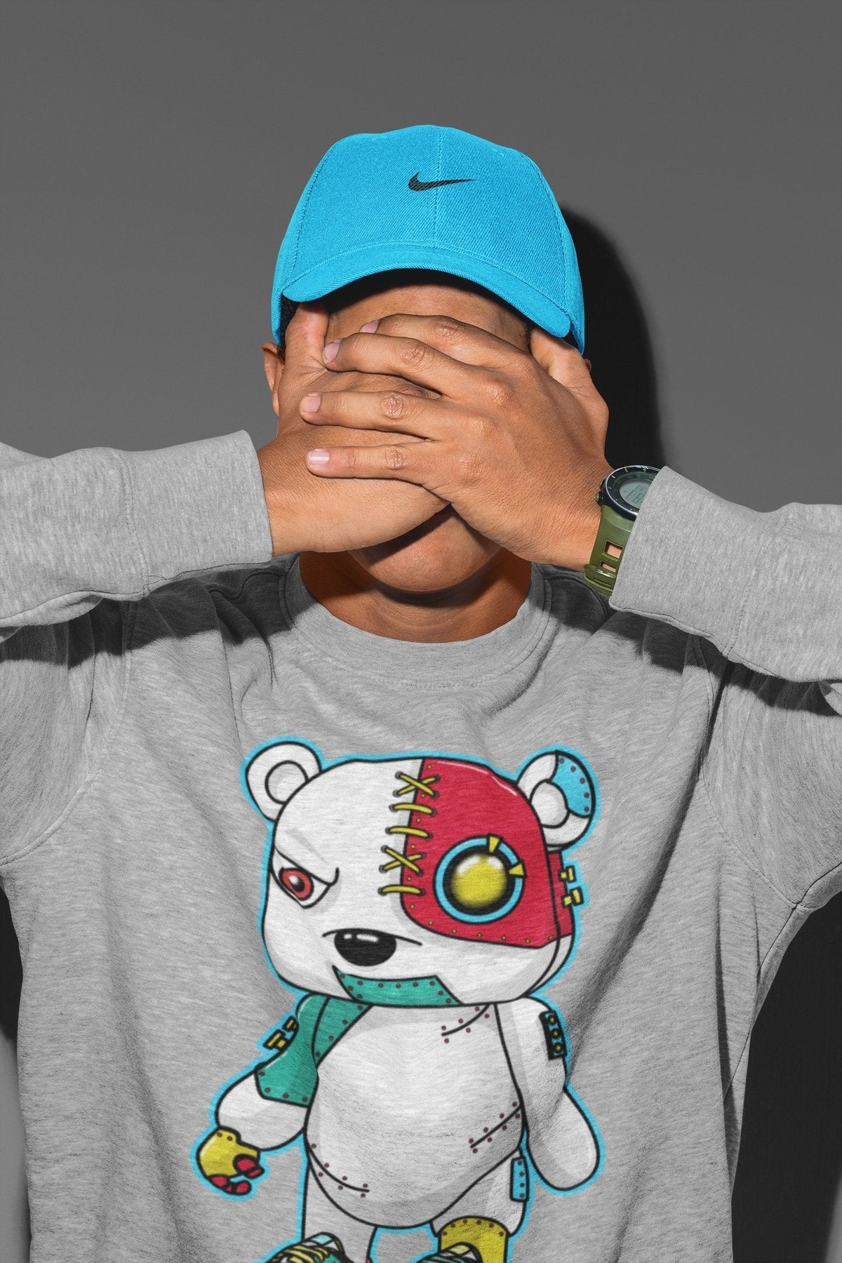Dunk Free 99 White Sneaker Match Tees Cyborg Bear Sneaker Tees Dunk Free 99 White Jordan to match sneaker T-Shirt Crew Neck Shirts