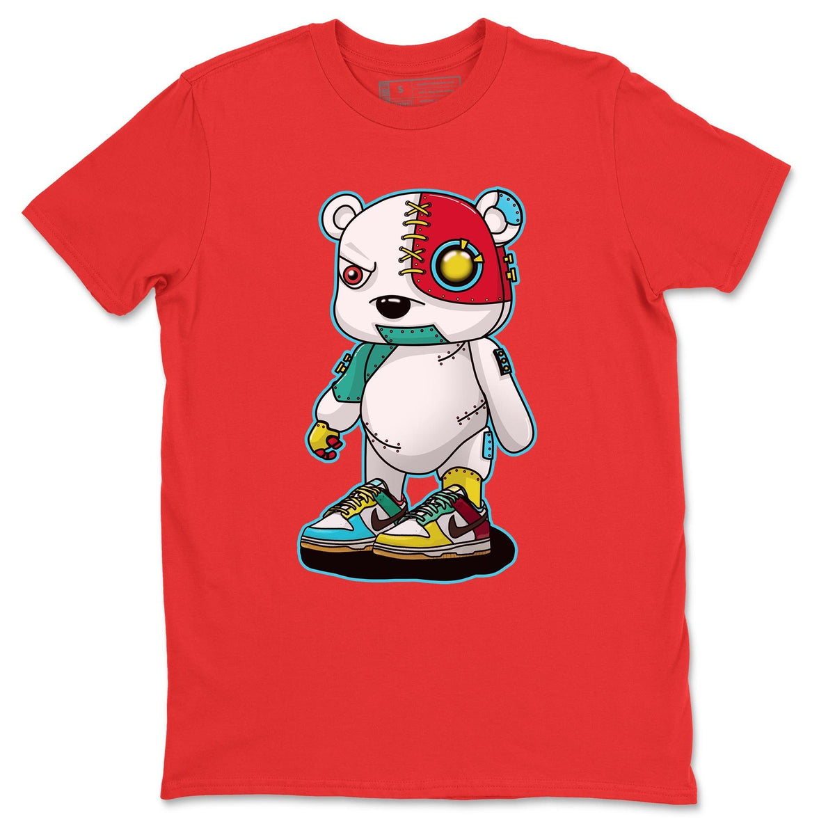 Dunk Free 99 White Sneaker Match Tees Cyborg Bear Sneaker Tees Dunk Free 99 White Jordan to match sneaker T-Shirt Crew Neck Shirts
