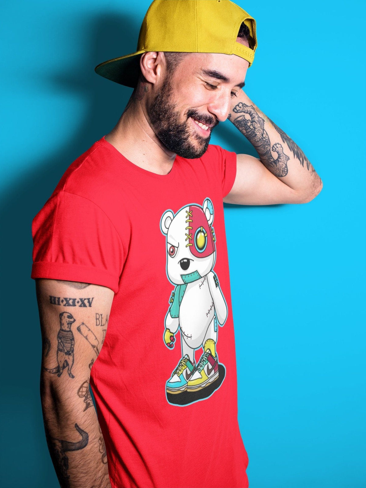 Dunk Free 99 White Sneaker Match Tees Cyborg Bear Sneaker Tees Dunk Free 99 White Jordan to match sneaker T-Shirt Crew Neck Shirts