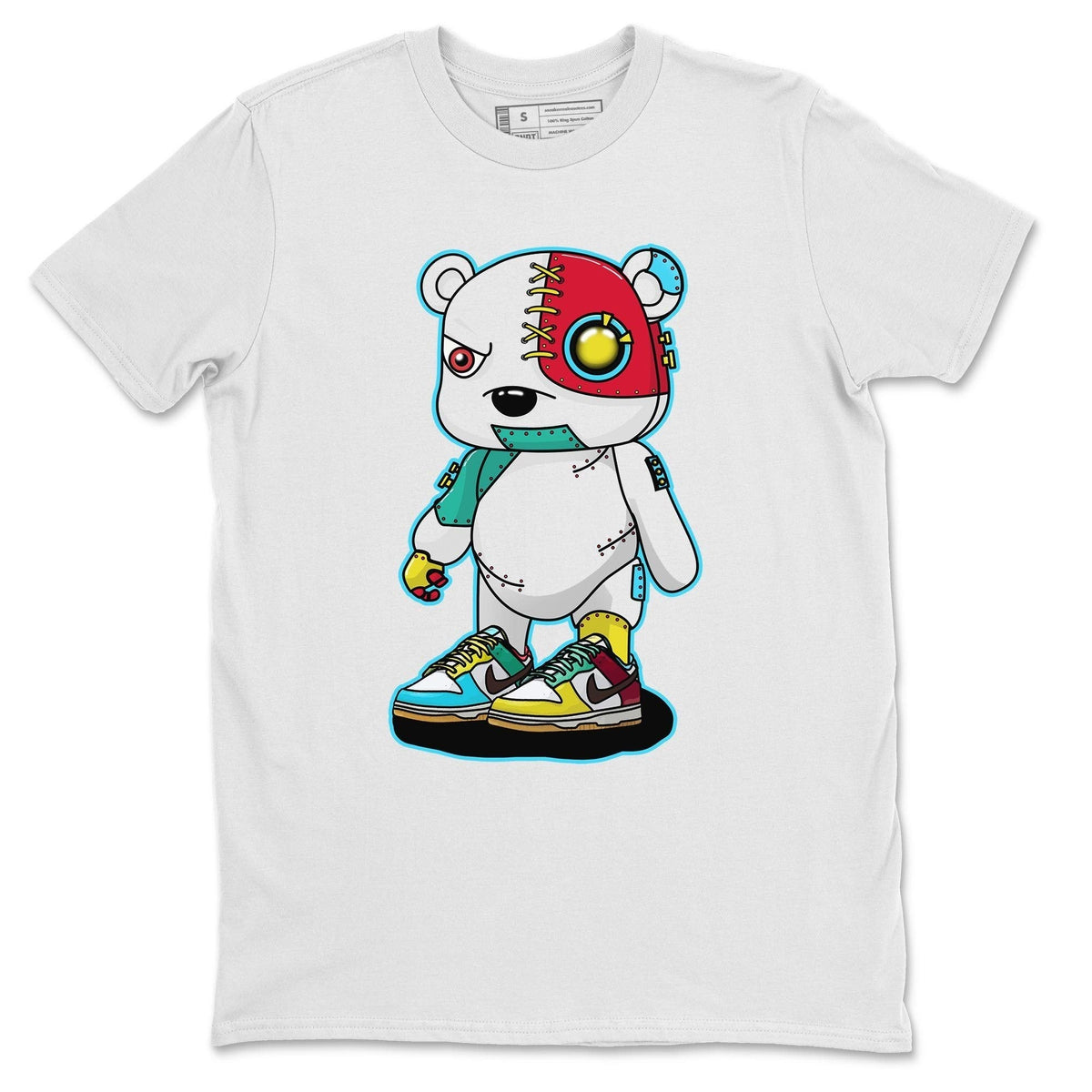 Dunk Free 99 White Sneaker Match Tees Cyborg Bear Sneaker Tees Dunk Free 99 White Jordan to match sneaker T-Shirt Crew Neck Shirts
