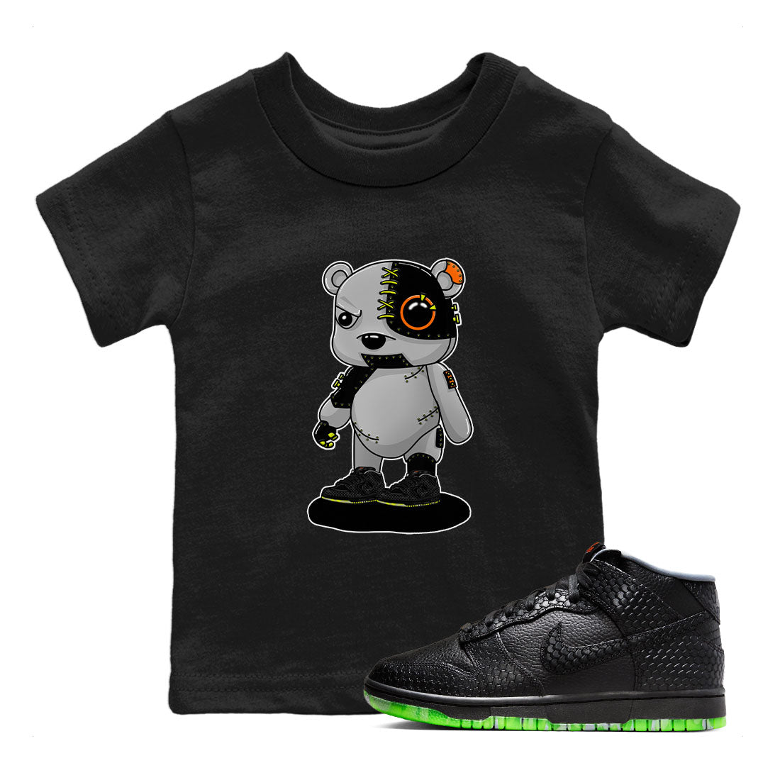 Nike Dunk Halloween shirt to match jordans Cyborg Bear sneaker tees Nike Dunk Mid Halloween Drip Gear Zone Sneaker Matching Clothing Brand Baby Toddler Black 1 T-Shirt