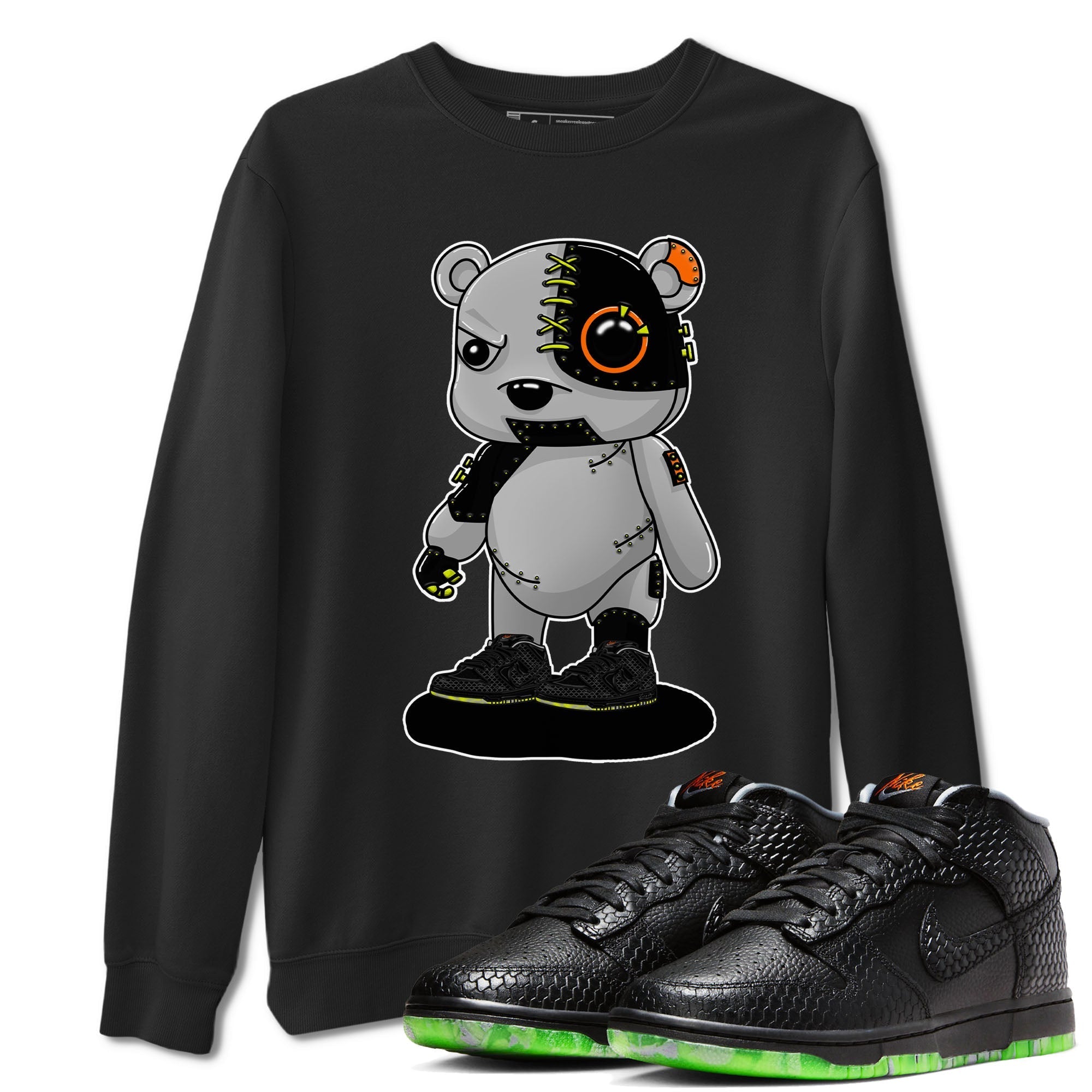Nike Dunk Halloween shirt to match jordans Cyborg Bear sneaker tees Nike Dunk Mid Halloween Drip Gear Zone Sneaker Matching Clothing Brand Unisex Sneaker Tee Black 1 T-Shirt