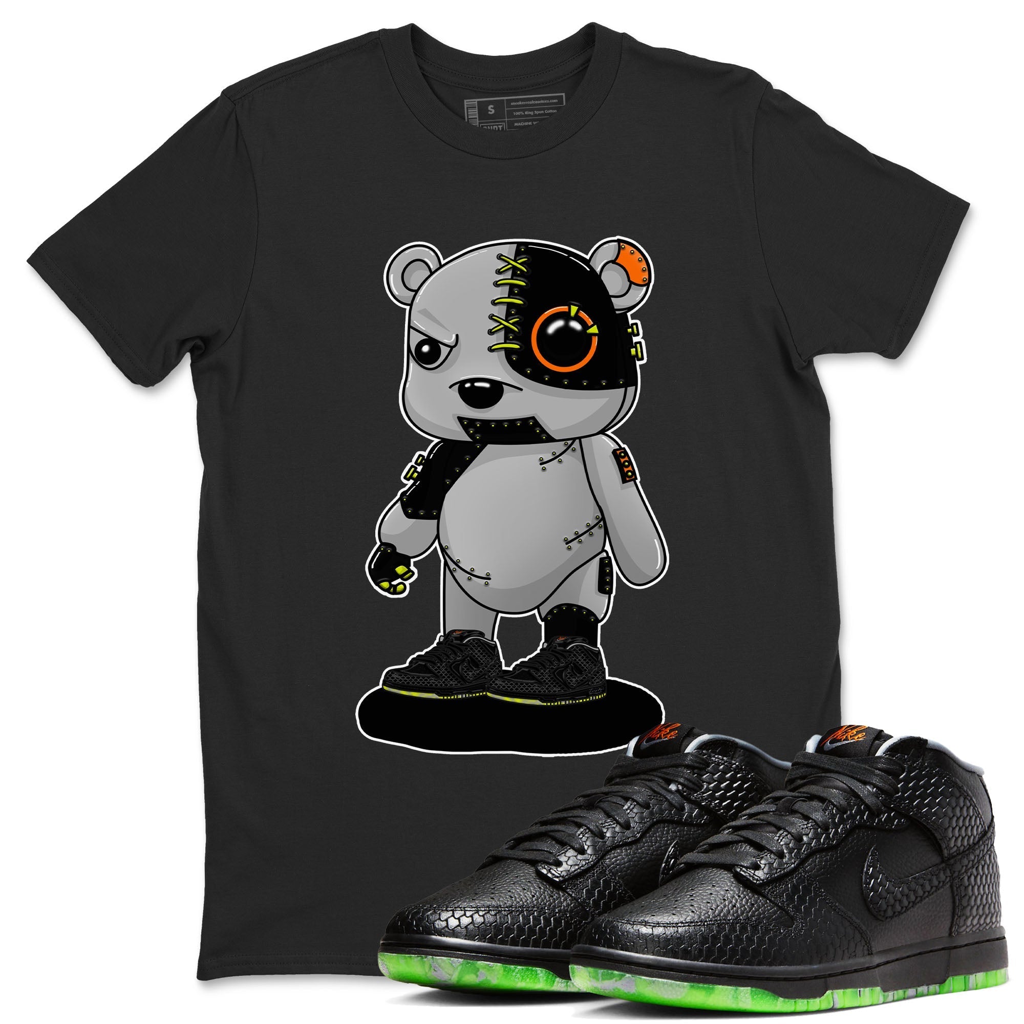 Nike Dunk Halloween shirt to match jordans Cyborg Bear sneaker tees Nike Dunk Mid Halloween Drip Gear Zone Sneaker Matching Clothing Brand Unisex Sneaker Tee Black 1 T-Shirt