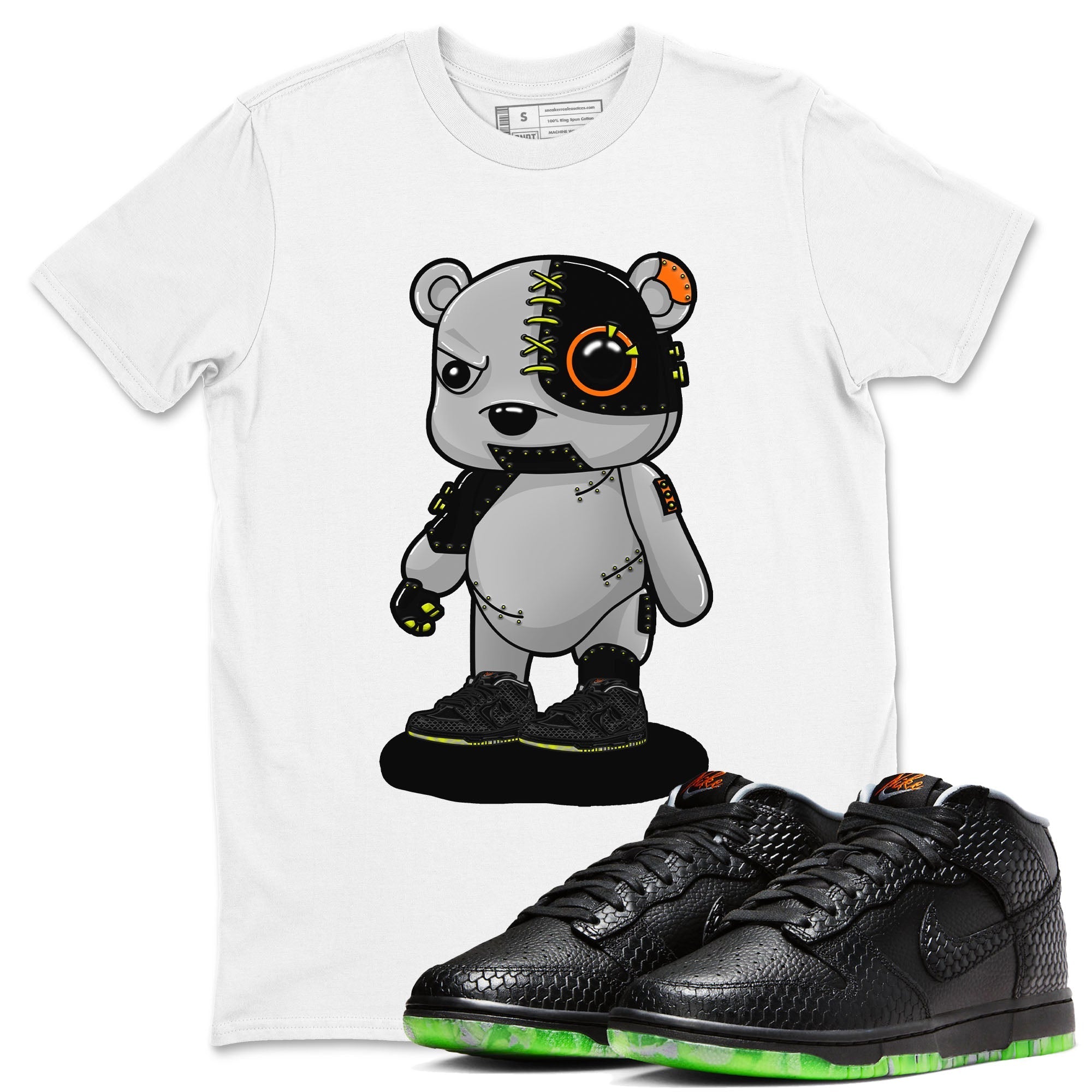 Nike Dunk Halloween shirt to match jordans Cyborg Bear sneaker tees Nike Dunk Mid Halloween Drip Gear Zone Sneaker Matching Clothing Brand Unisex Sneaker Tee White 1 T-Shirt