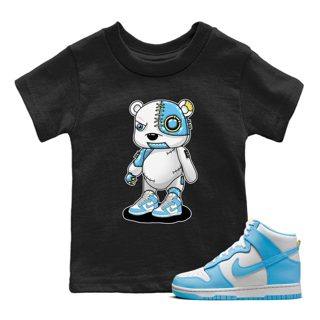 Nike Dunk High Blue Chill Shirt To Match Jordans Cyborg Bear Sneaker Tees Nike Dunk High Blue Chill Drip Gear Zone Sneaker Matching Clothing Kids Shirts