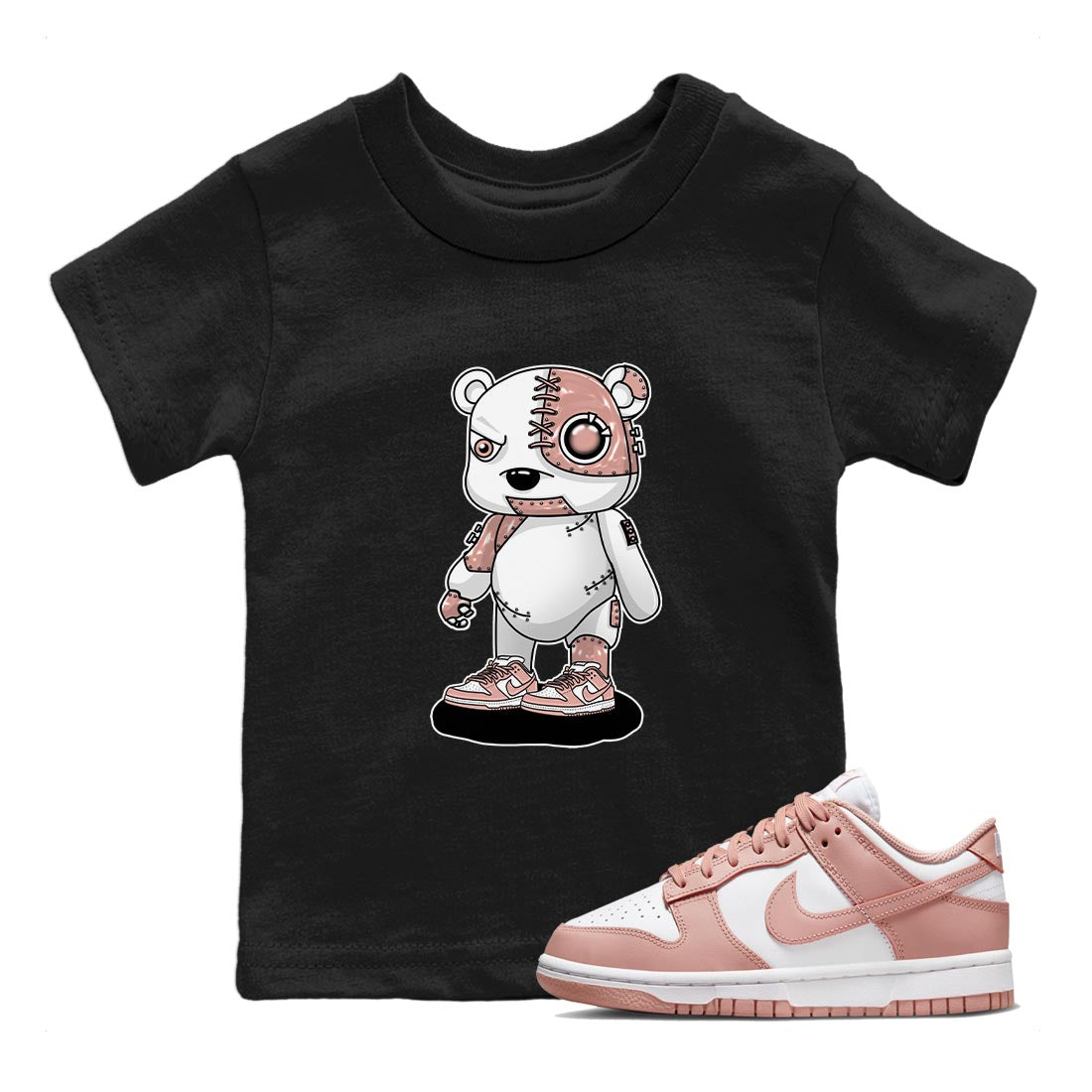 Nike Dunks Low Rose Whisper shirt to match jordans Cyborg Bear Streetwear Sneaker Shirt Nike Dunk Rose Whisper Drip Gear Zone Sneaker Matching Clothing Baby Toddler Black 1 T-Shirt