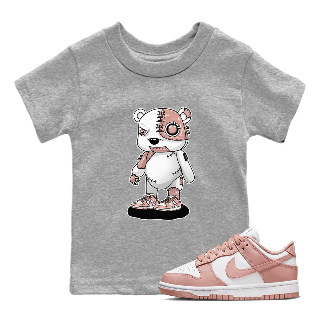 Nike Dunks Low Rose Whisper shirt to match jordans Cyborg Bear Streetwear Sneaker Shirt Nike Dunk Rose Whisper Drip Gear Zone Sneaker Matching Clothing Baby Toddler Heather Grey 1 T-Shirt
