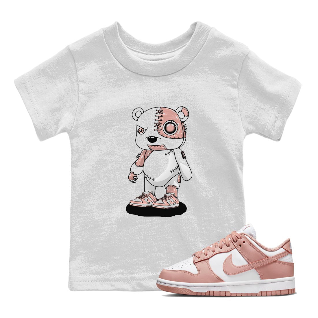 Nike Dunks Low Rose Whisper shirt to match jordans Cyborg Bear Streetwear Sneaker Shirt Nike Dunk Rose Whisper Drip Gear Zone Sneaker Matching Clothing Baby Toddler White 1 T-Shirt