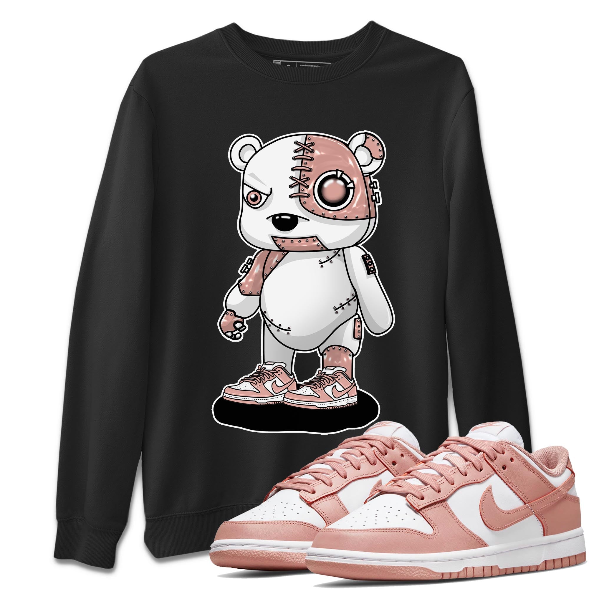 Nike Dunks Low Rose Whisper shirt to match jordans Cyborg Bear Streetwear Sneaker Shirt Nike Dunk Rose Whisper Drip Gear Zone Sneaker Matching Clothing Unisex Black 1 T-Shirt