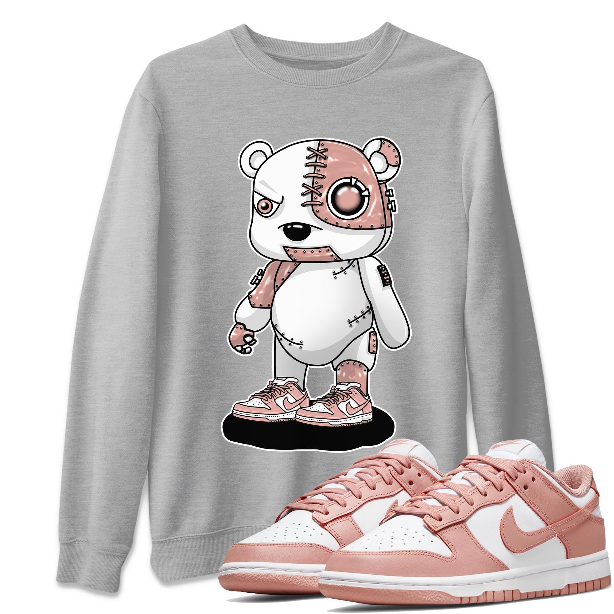 Nike Dunks Low Rose Whisper shirt to match jordans Cyborg Bear Streetwear Sneaker Shirt Nike Dunk Rose Whisper Drip Gear Zone Sneaker Matching Clothing Unisex Heather Grey 1 T-Shirt