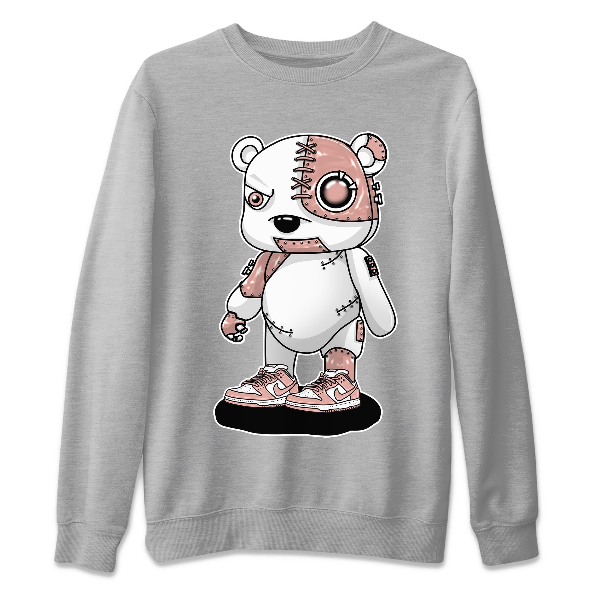 Nike Dunks Low Rose Whisper shirt to match jordans Cyborg Bear Streetwear Sneaker Shirt Nike Dunk Rose Whisper Drip Gear Zone Sneaker Matching Clothing Unisex Heather Grey 2 T-Shirt