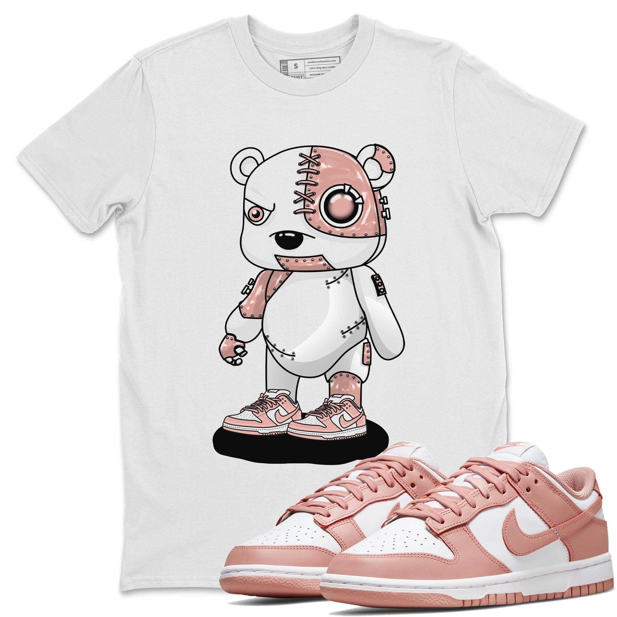 Nike Dunks Low Rose Whisper shirt to match jordans Cyborg Bear Streetwear Sneaker Shirt Nike Dunk Rose Whisper Drip Gear Zone Sneaker Matching Clothing Unisex White 1 T-Shirt