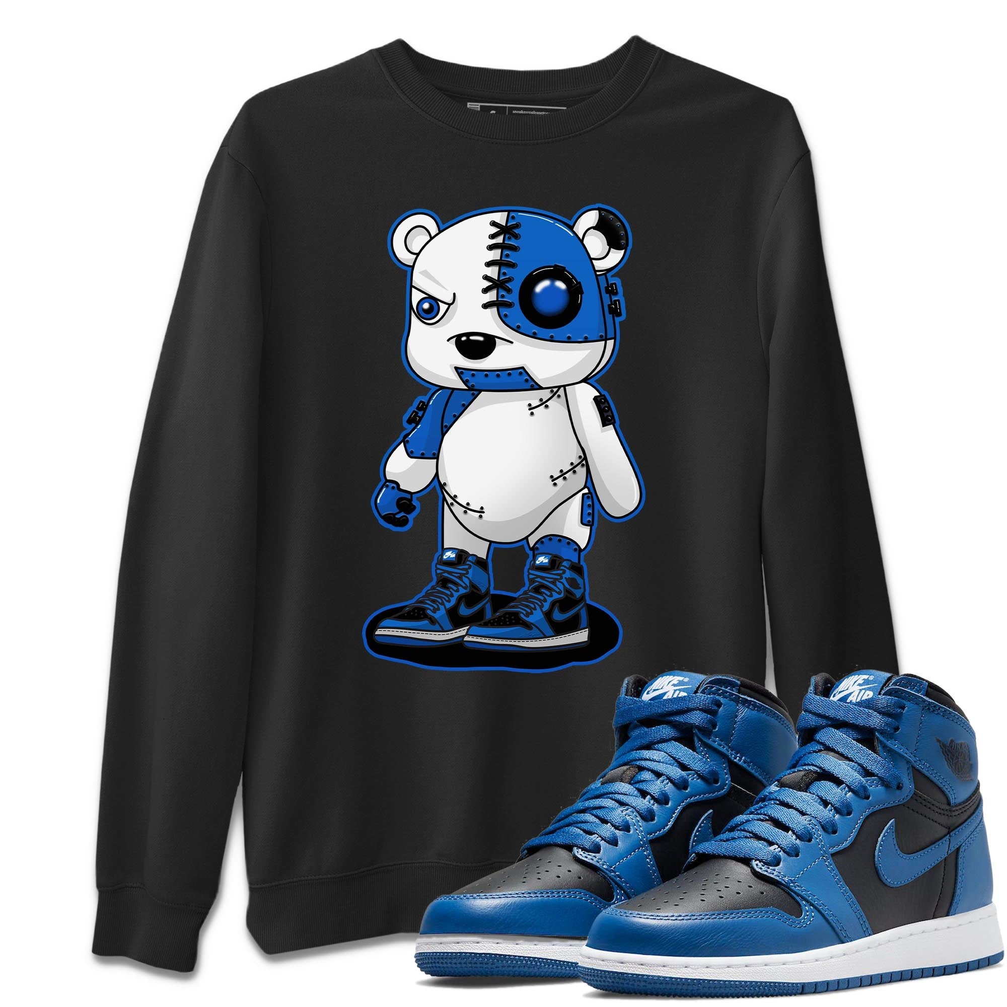 Jordan 1 Dark Marina Blue Sneaker Matching T-Shirt Cyborg Bear Sneaker Tees Jordan 1 Dark Marina Blue Sneaker Release Tees Crew Neck Tees