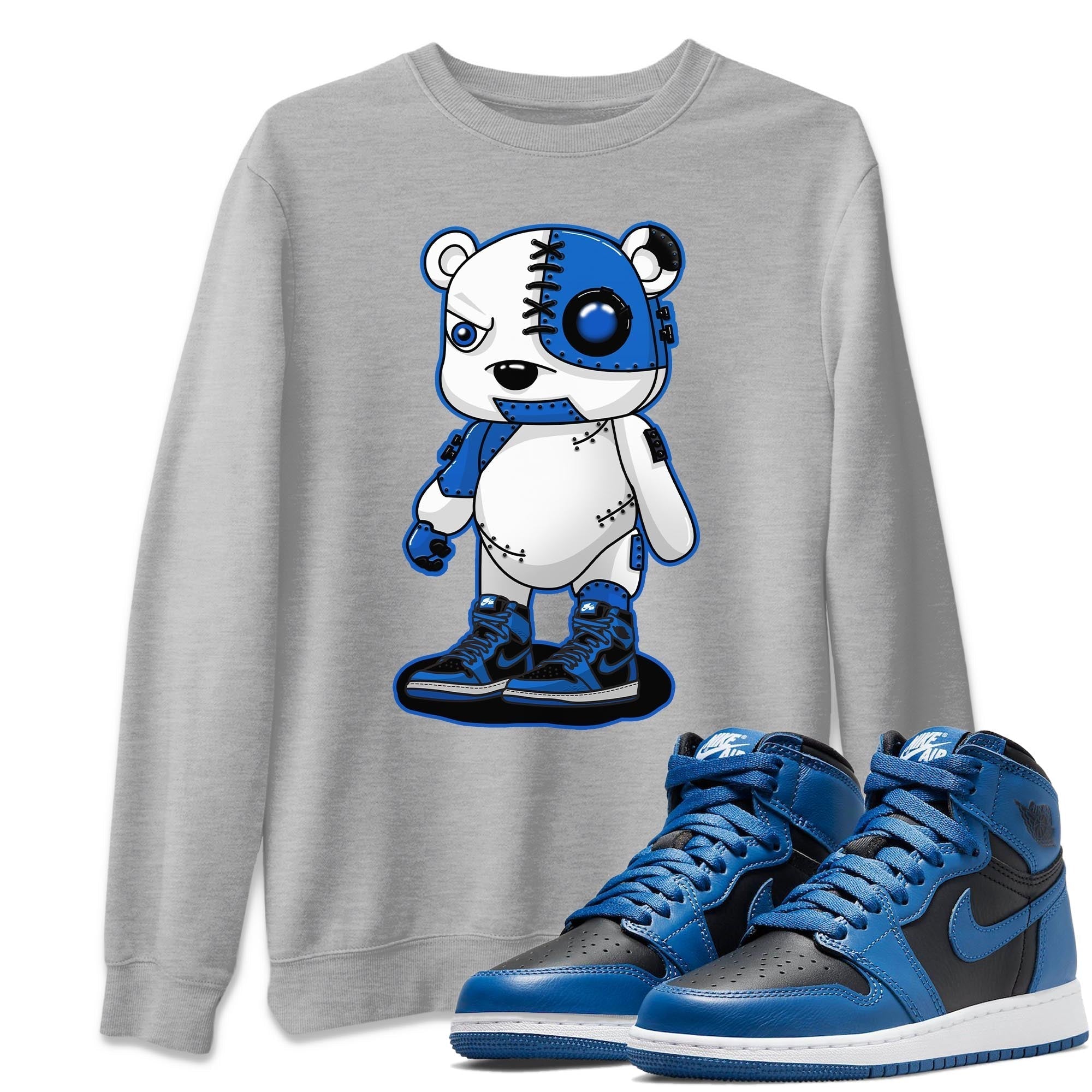 Jordan 1 Dark Marina Blue Sneaker Matching T-Shirt Cyborg Bear Sneaker Tees Jordan 1 Dark Marina Blue Sneaker Release Tees Crew Neck Tees