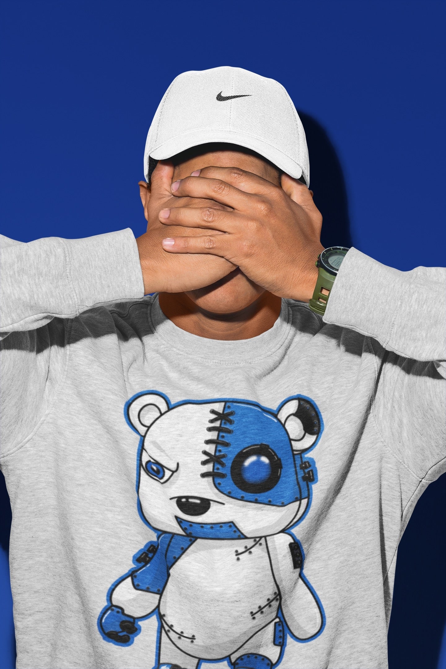 Jordan 1 Dark Marina Blue Sneaker Matching T-Shirt Cyborg Bear Sneaker Tees Jordan 1 Dark Marina Blue Sneaker Release Tees Crew Neck Tees