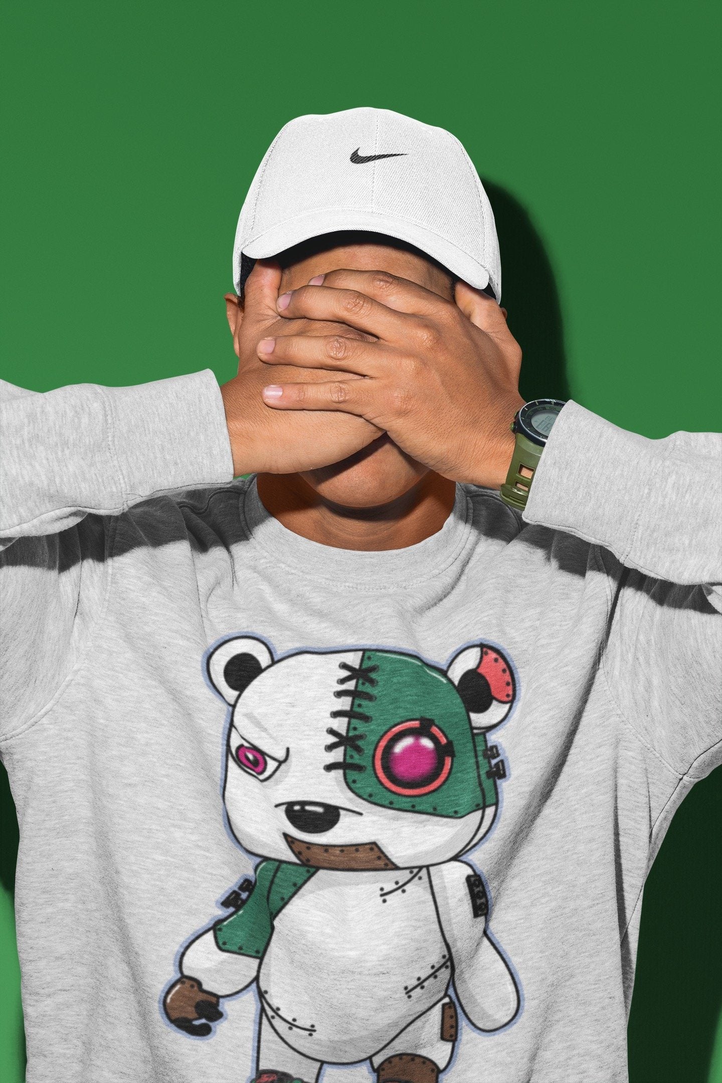 Jordan 1 Hand Crafted Sneaker Matching T-Shirt Cyborg Bear Sneaker Tees Jordan 1 Hand Crafted Sneaker Release Tees Crew Neck Tees