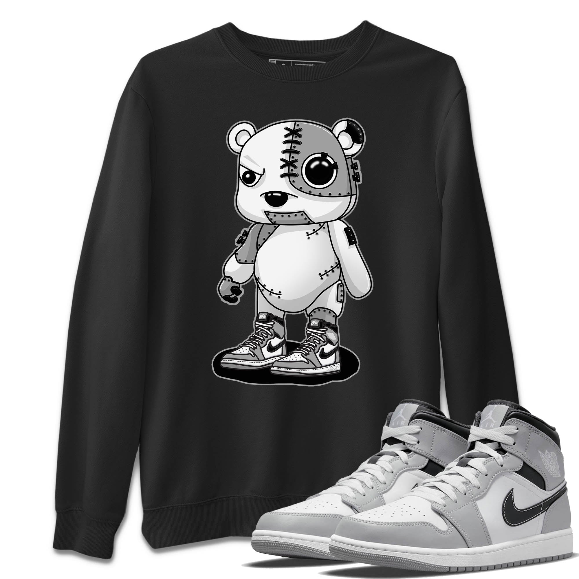 Jordan 1 Light Smoke Grey Sneaker Matching T-Shirt Cyborg Bear Sneaker Tees Jordan 1 Light Smoke Grey Sneaker Release Tees Crew Neck Tees