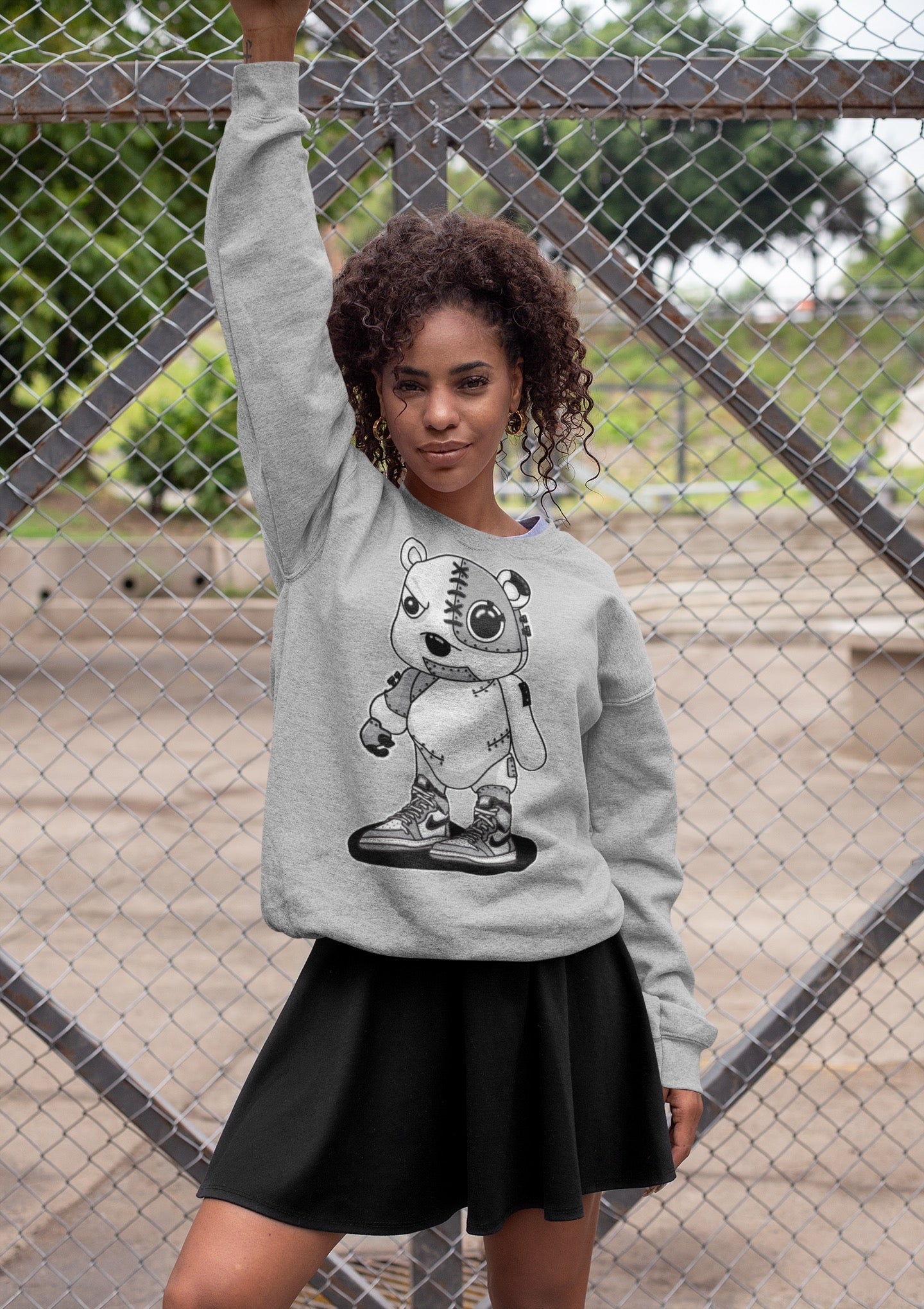 Jordan 1 Light Smoke Grey Sneaker Matching T-Shirt Cyborg Bear Sneaker Tees Jordan 1 Light Smoke Grey Sneaker Release Tees Crew Neck Tees