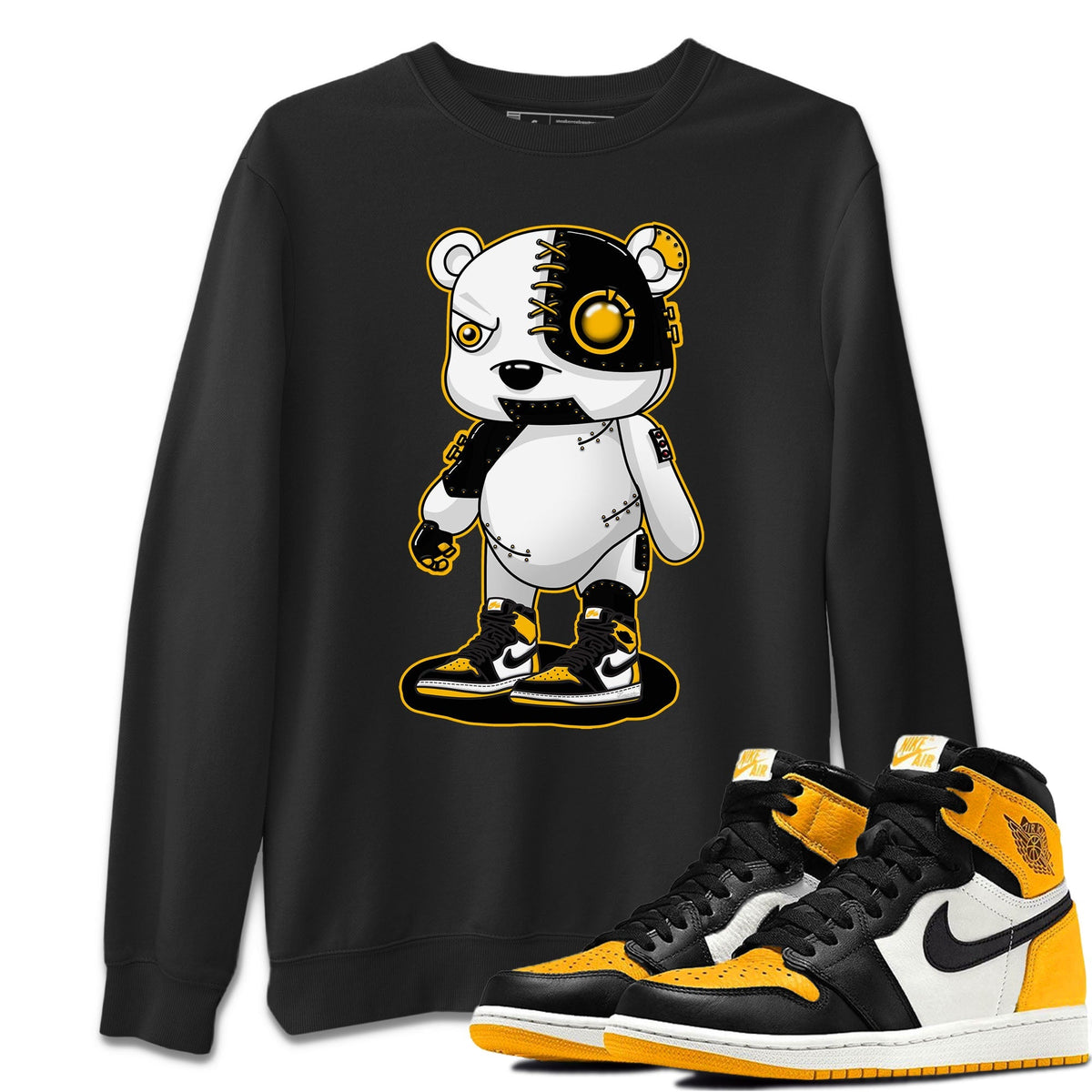 Jordan 1 Taxi Sneaker Matching T-Shirt Cyborg Bear Sneaker Tees Jordan 1 Taxi Sneaker Release Tees Crew Neck Tees