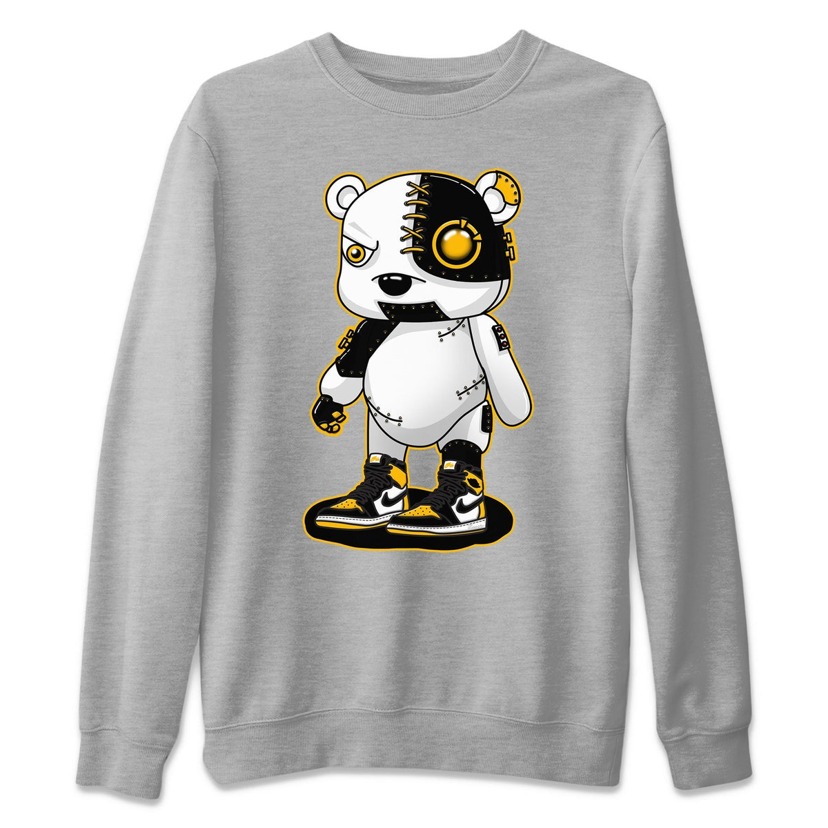 Jordan 1 Taxi Sneaker Matching T-Shirt Cyborg Bear Sneaker Tees Jordan 1 Taxi Sneaker Release Tees Crew Neck Tees