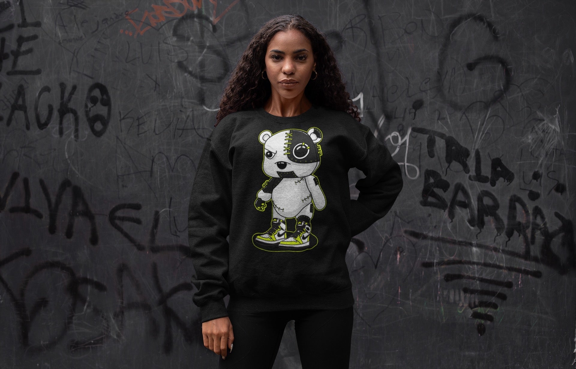 Jordan 1 Visionaire Sneaker Matching T-Shirt Cyborg Bear Sneaker Tees Jordan 1 Visionaire Sneaker Release Tees Crew Neck Tees