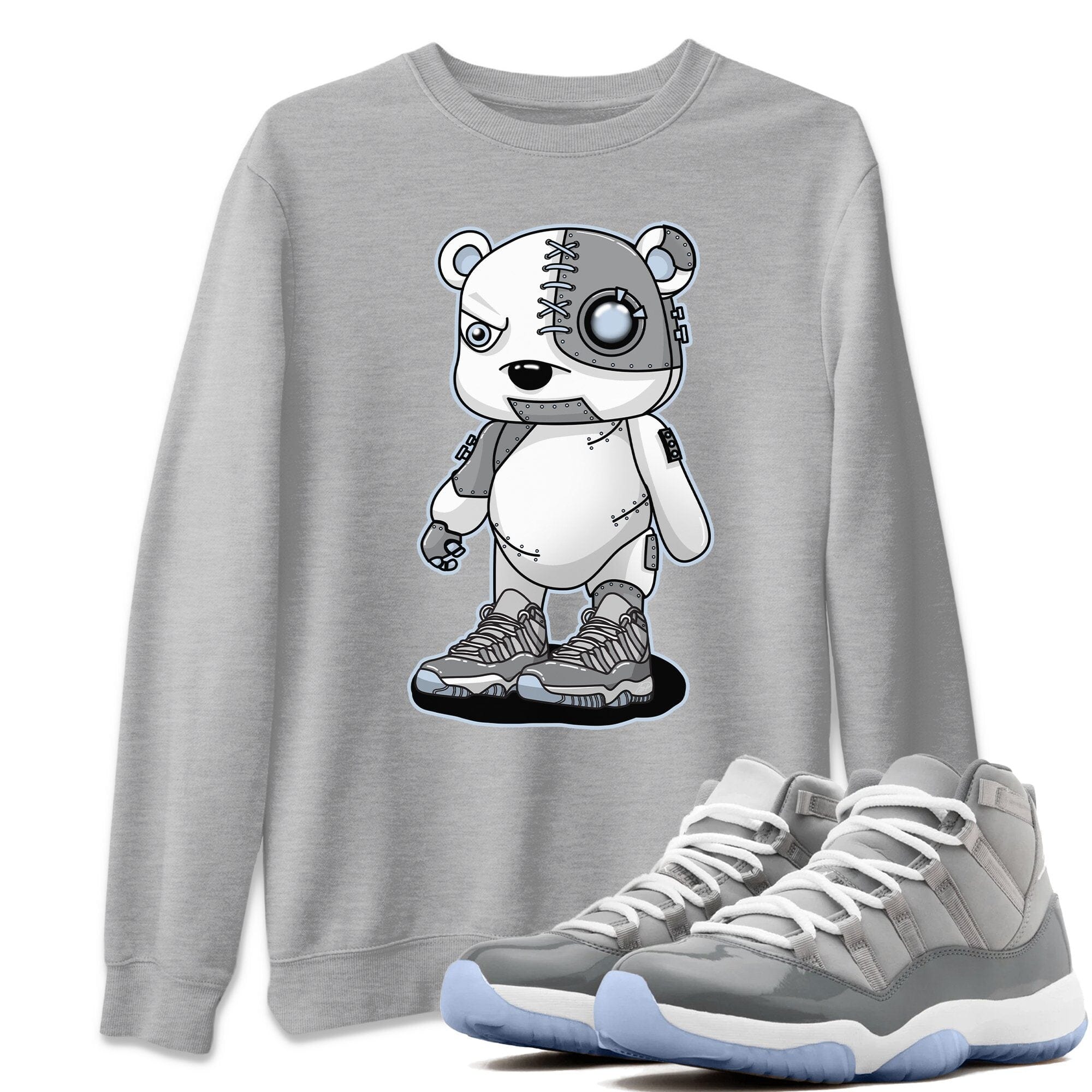 Jordan 11 Cool Grey Shirt To Match Jordans Cyborg Bear Sneaker Tees Jordan 11 Cool Grey Drip Gear Zone Sneaker Matching Clothing Unisex Shirts