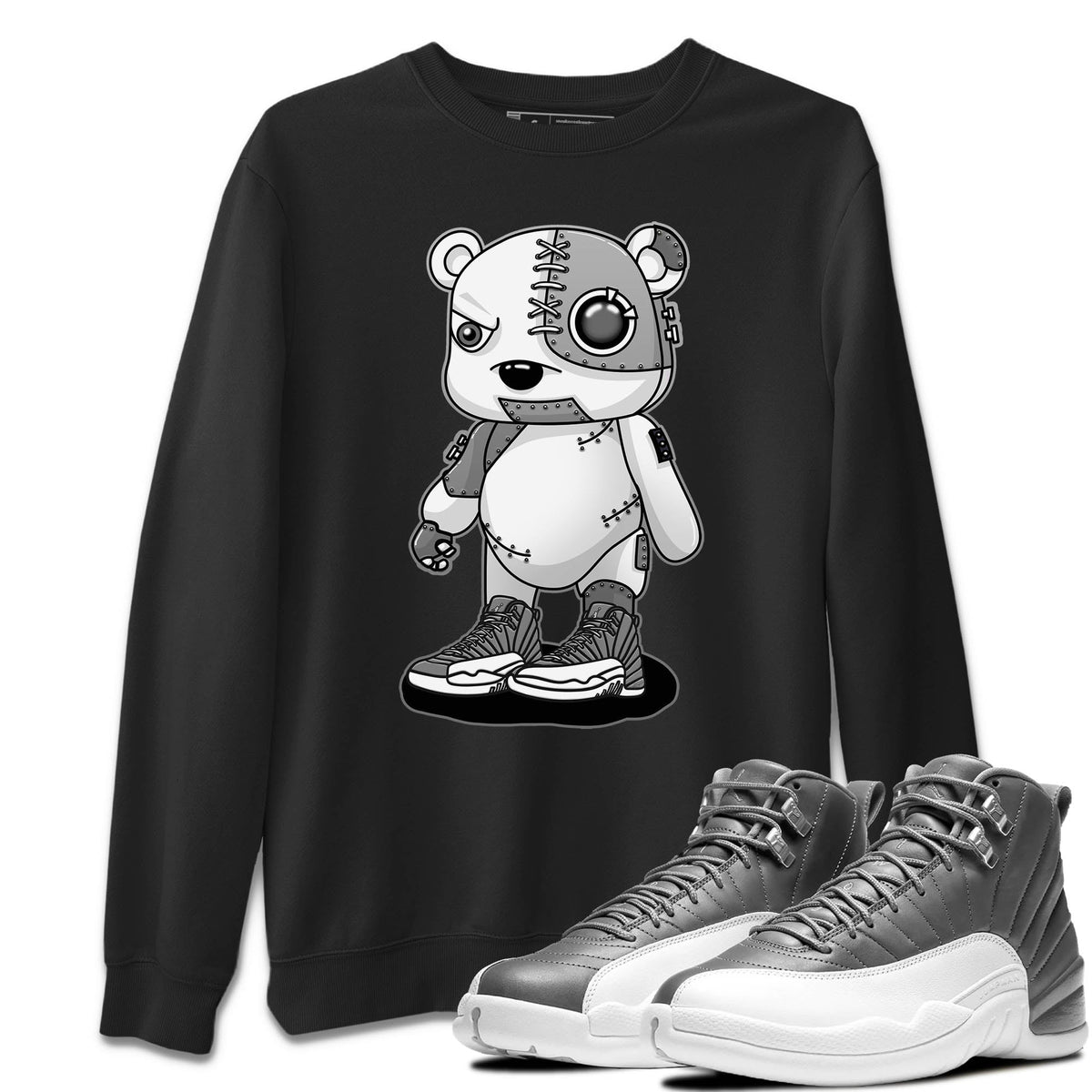 Jordan 12 Stealth Sneaker Matching T-Shirt Cyborg Bear Sneaker Tees Jordan 12 Stealth Sneaker Release Tees Crew Neck Tees