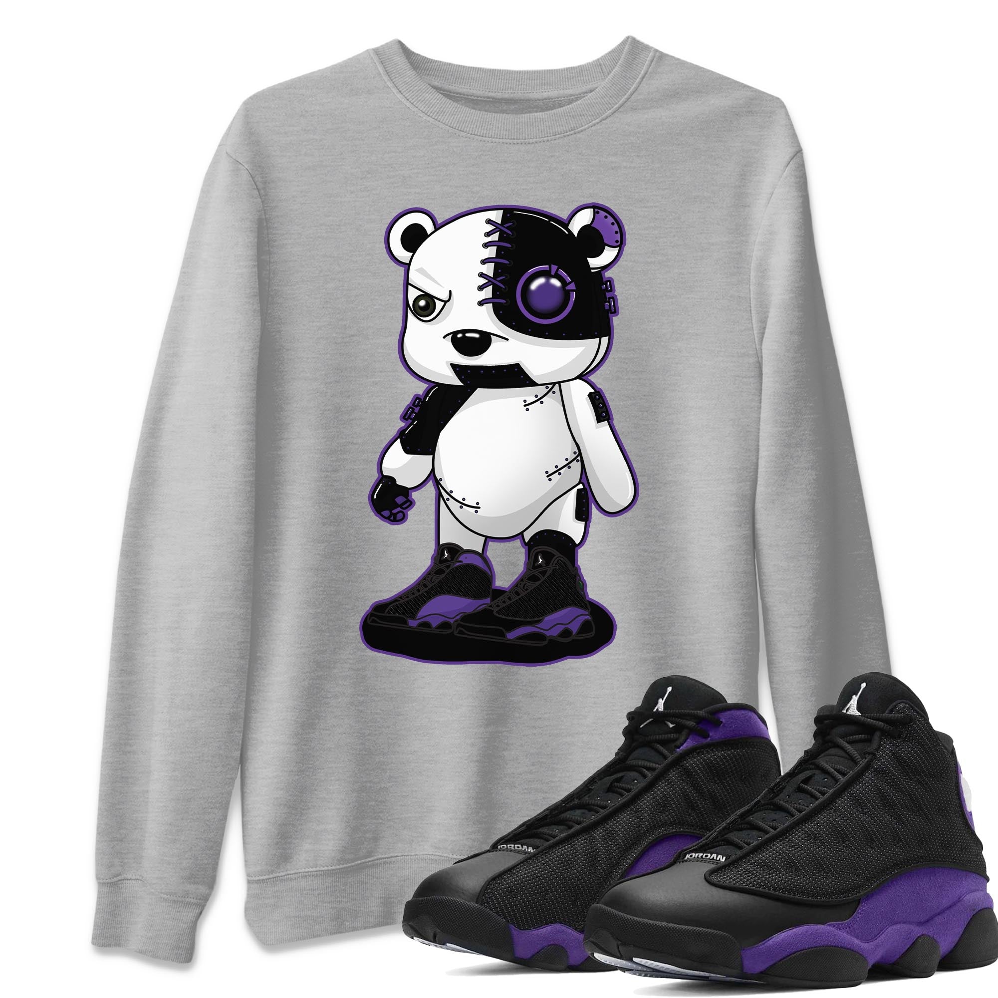 Jordan 13 Court Purple Shirt To Match Jordans Cyborg Bear Sneaker Tees Jordan 13 Court Purple Drip Gear Zone Sneaker Matching Clothing Unisex Shirts